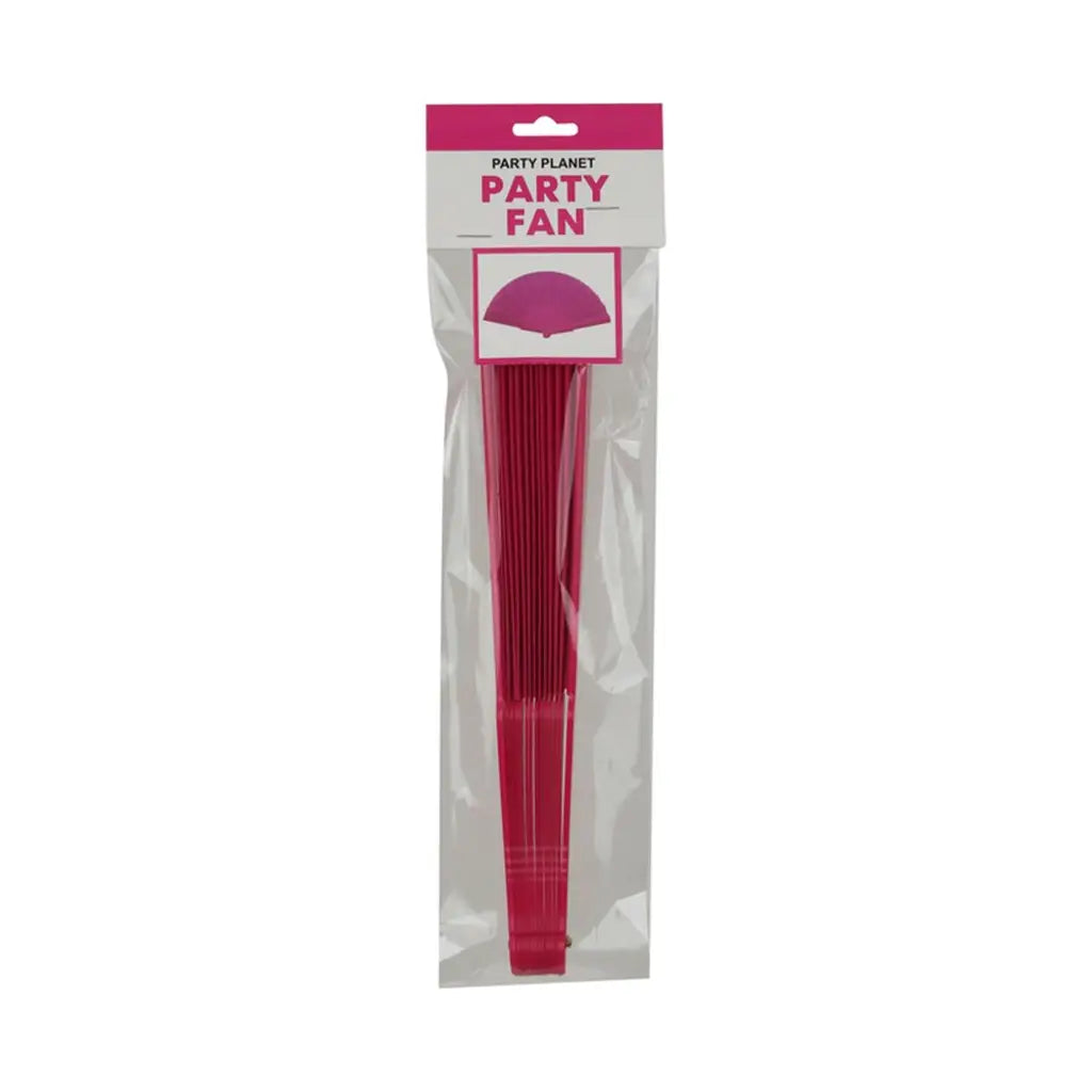 Party Planet Pink Fabric Hand Fan PP94109