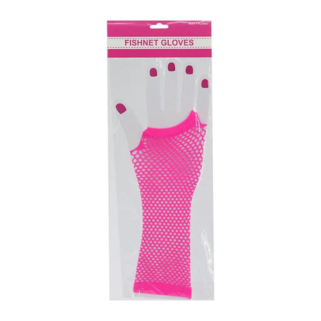 Party Planet Pink Long Fingerless Fishnet Gloves A136775