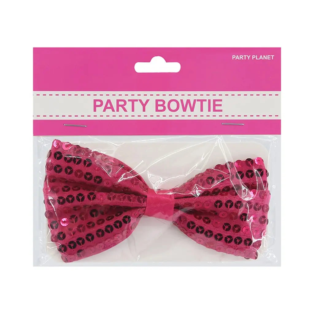 Party Planet Pink Sequin Bow Tie A96215