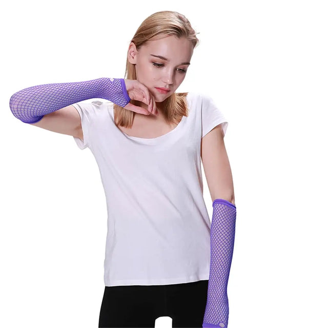 Party Planet Purple Long Fishnet Gloves PP37506