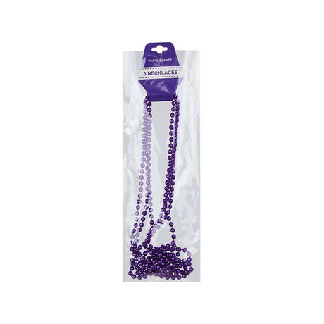 Party Planet Purple Party Necklace 80cm 3Pk PP37575