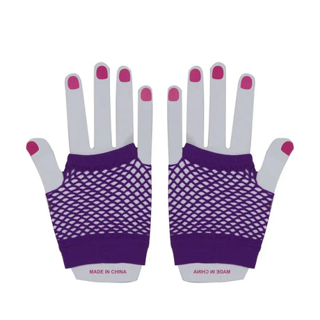 Party Planet Purple Short Fishnet Gloves PP37766