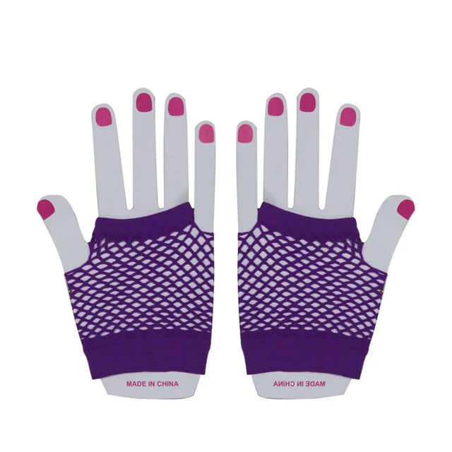 Party Planet Purple Short Fishnet Gloves PP37766