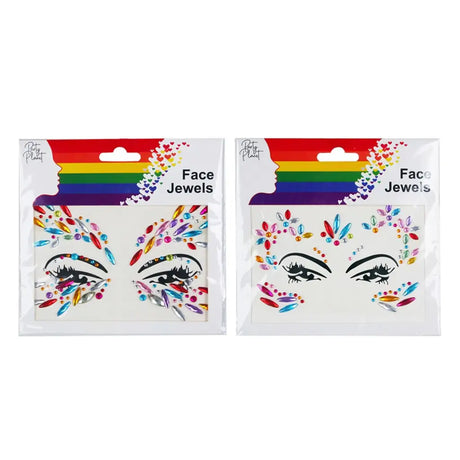 Party Planet Rainbow Stick On Face Jewellery 2Pk PP11605