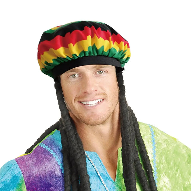 Party Planet Rasta Hat With Dreadlocks A116760