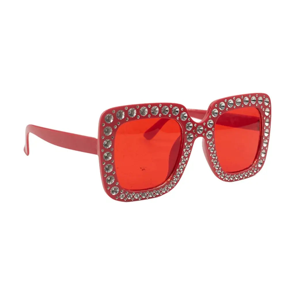 Party Planet Red Blinged Square Party Glasses PP44620