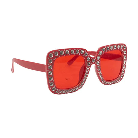 Party Planet Red Blinged Square Party Glasses PP44620