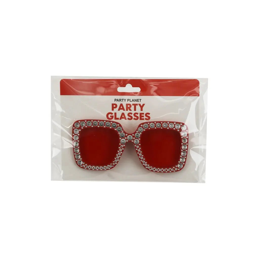 Party Planet Red Blinged Square Party Glasses PP44620
