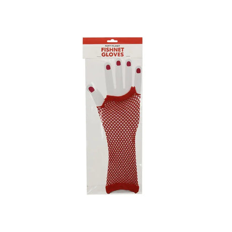 Party Planet Red Long Fishnet Gloves A136805