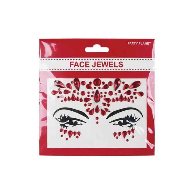 Party Planet Red Stick On Face Jewellery PP11681