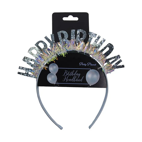 Party Planet Sequin Blue Happy Birthday Headband PP44873