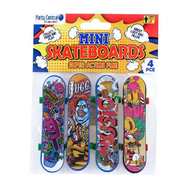 Party Planet Skateboards Assorted Designs 4pk 278602