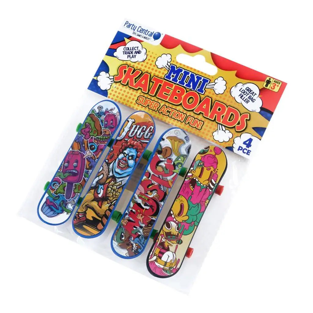Party Planet Skateboards Assorted Designs 4pk 278602