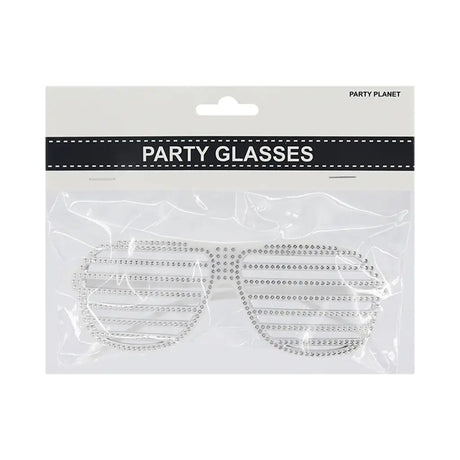 Party Planet White Blinged Shutter Shade Glasses A96338
