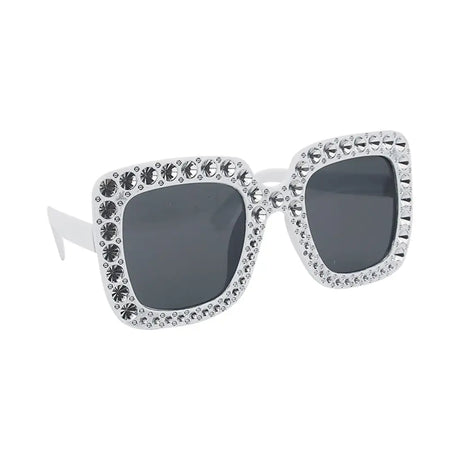 Party Planet White Blinged Square Party Glasses PP18307