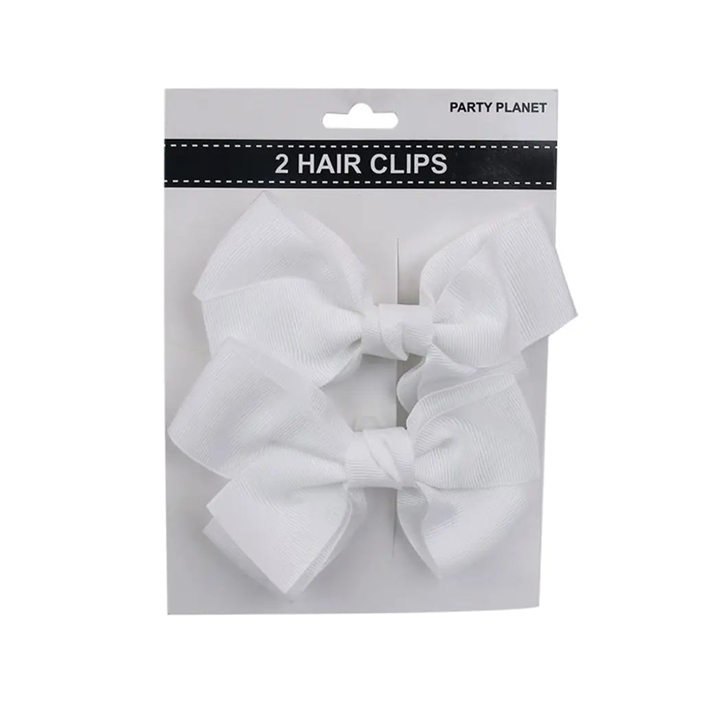 Party Planet White Bow Hair Clip 2PK PP11377