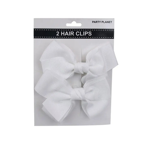 Party Planet White Bow Hair Clip 2PK PP11377
