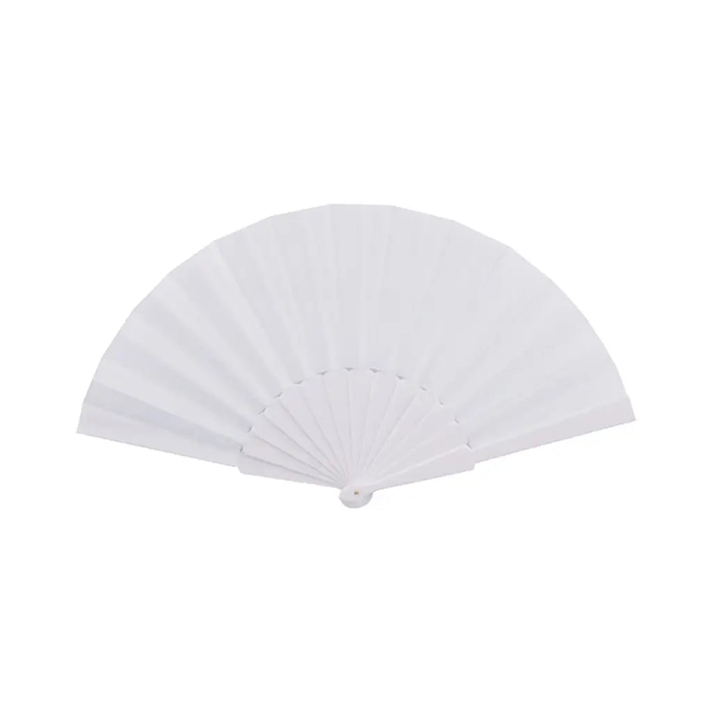 Party Planet White Fabric Hand Fan PP94123