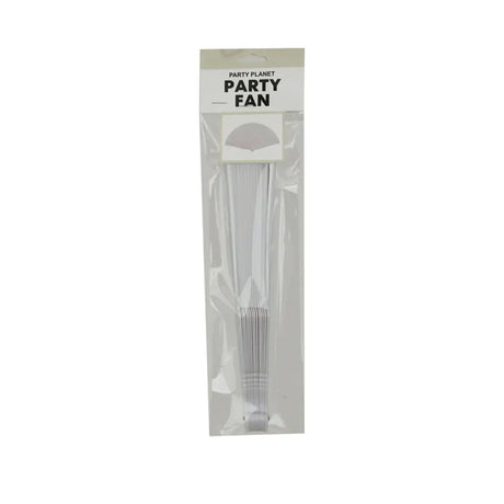 Party Planet White Fabric Hand Fan PP94123