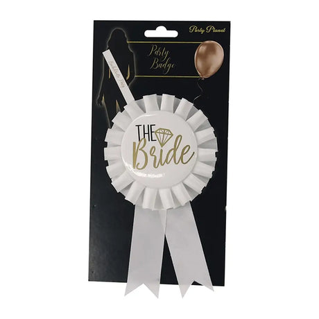 Party Planet White Ribbon Bride Tribe Badge PP44293