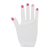 Party Planet White Short Fingerless Fishnet Gloves A219812