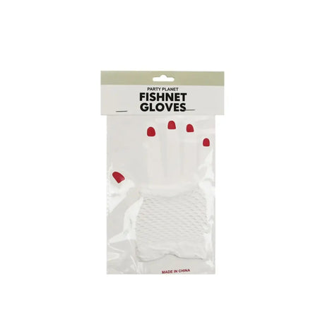 Party Planet White Short Fingerless Fishnet Gloves A219812