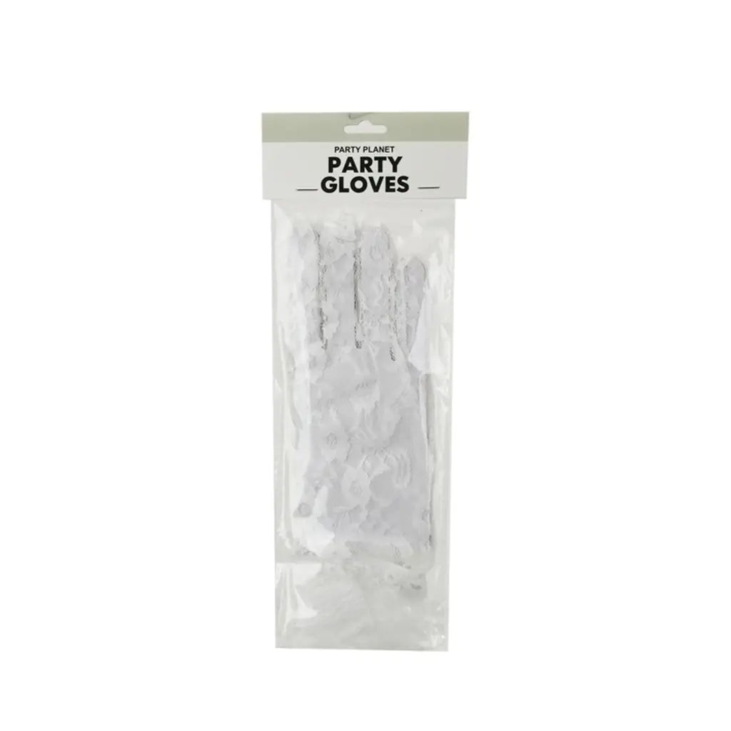Party Planet White Short Lace Gloves A110799