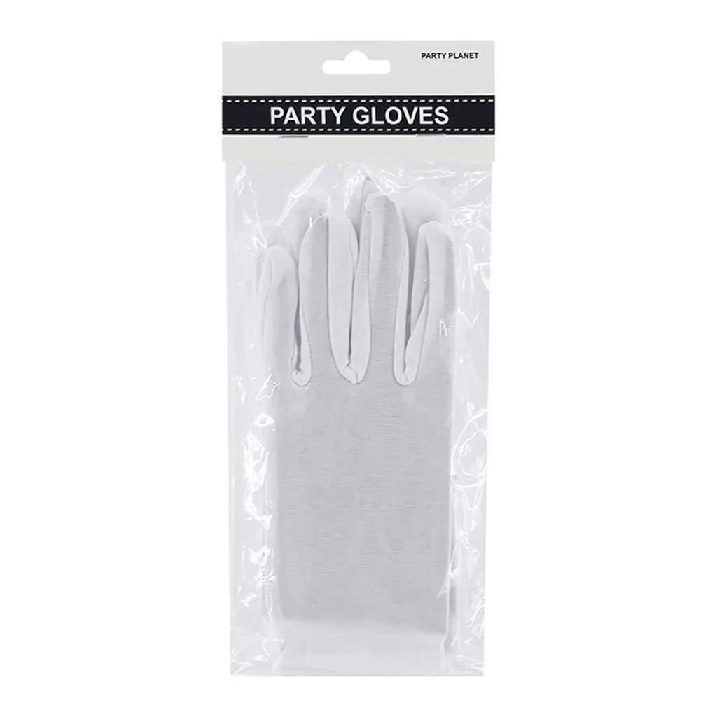 Party Planet White Short Party Gloves A96468
