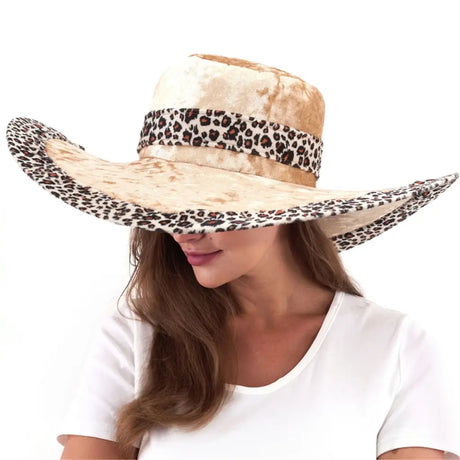 Party Planet Wide Leopard Print Fur Pimp Hat PP49134