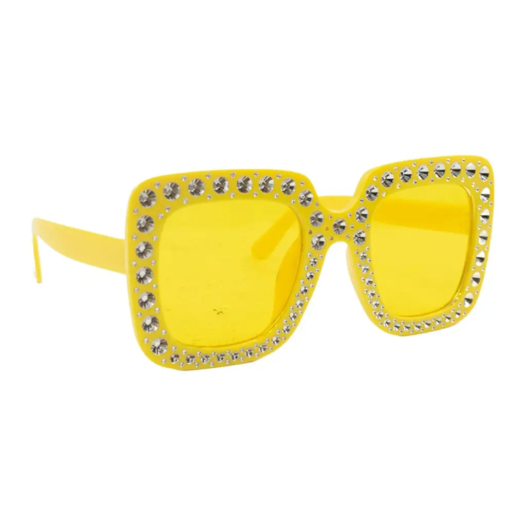Party Planet Yellow Blinged Square Party Glasses PP44613