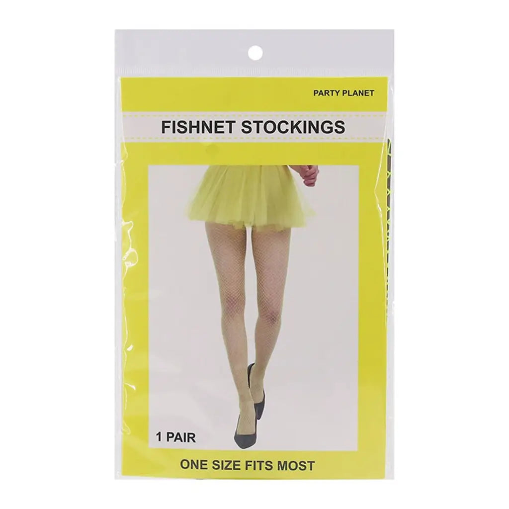 Party Planet Yellow Fishnet Stocking Tights A211755