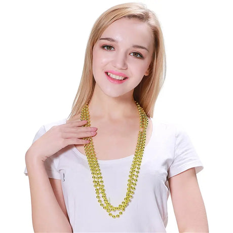Party Planet Yellow Gold Party Necklace 80cm 3Pk  A100189
