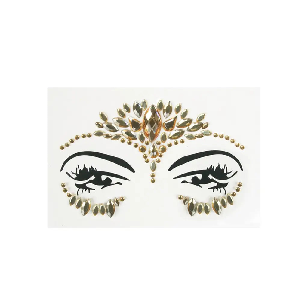 Party Planet Yellow Gold Stick On Face Jewellery PP11780