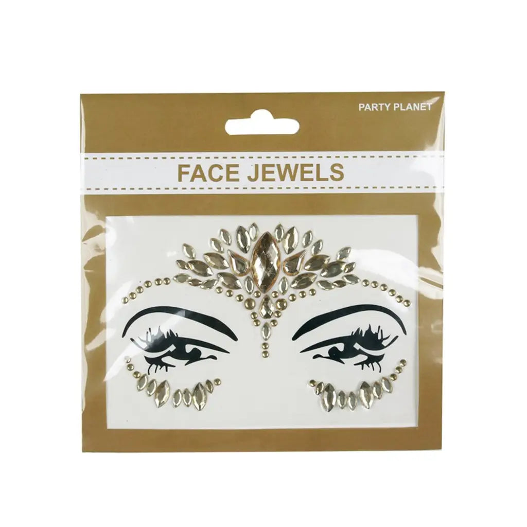 Party Planet Yellow Gold Stick On Face Jewellery PP11780