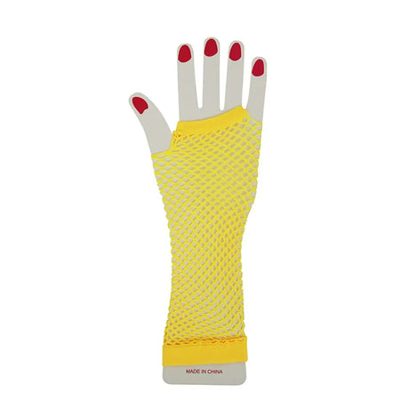 Party Planet Yellow Long Fishnet Gloves PP47713