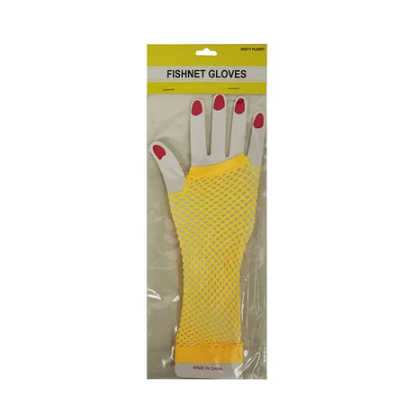 Party Planet Yellow Long Fishnet Gloves PP47713