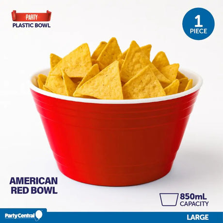 Partyware Drinkware Reusable Plastic Bowl American Red 850ml 284153