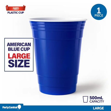 Partyware Drinkware Reusable Plastic Cup American Blue 500ml 263882