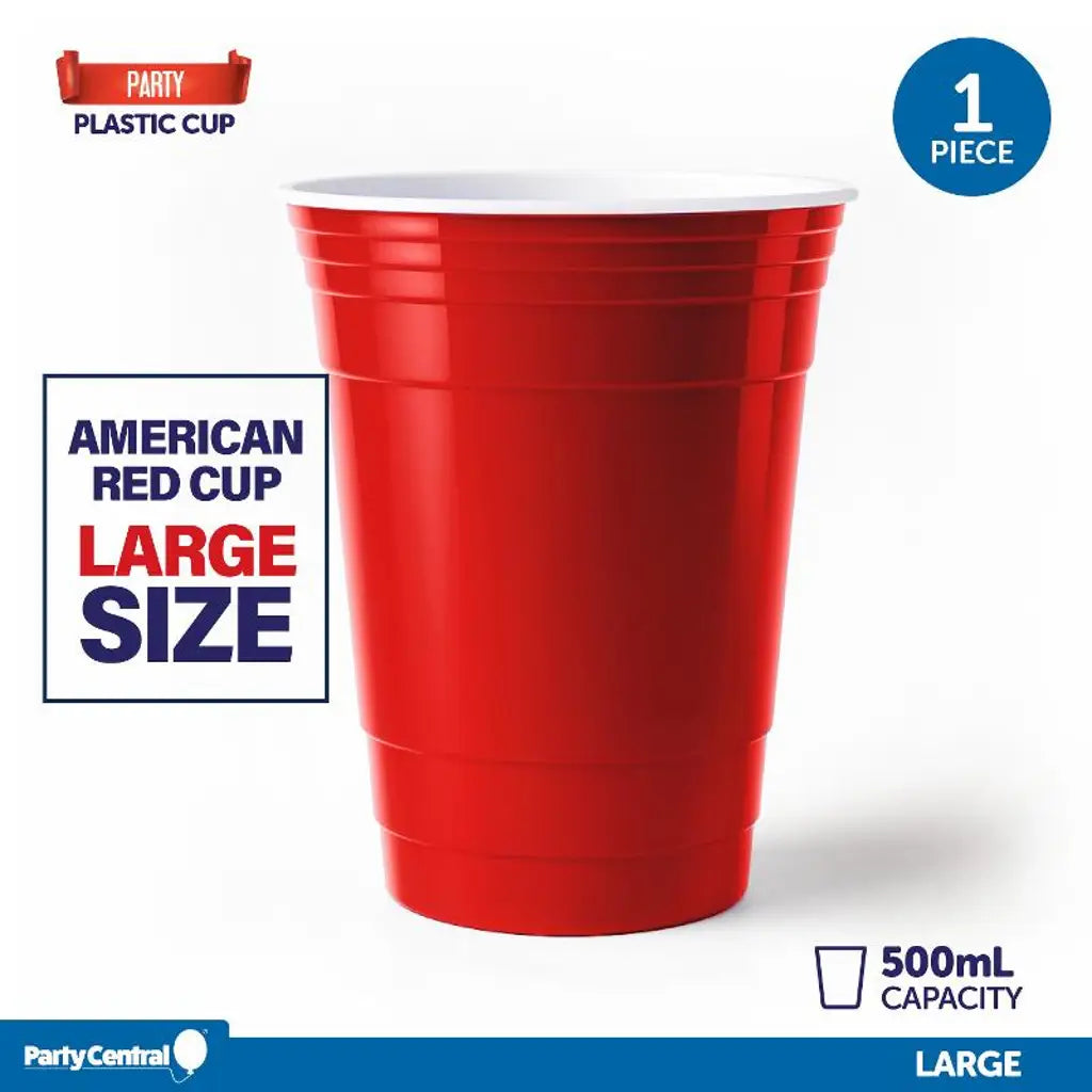Partyware Drinkware Reusable Plastic Cup American Red 500ml 263875