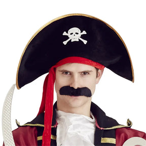 Pirate Adult Hat Black Velvet With Gold Trim A31407