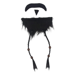Pirate Black Caribbean Pirate Moustache Beard With Beads Set A56356