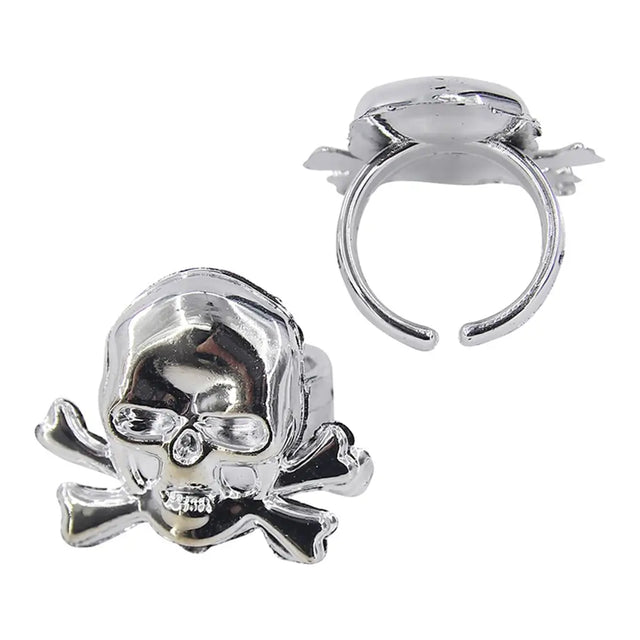 Pirate Silver Skull Rings 6Pk A138700
