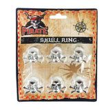 Pirate Silver Skull Rings 6Pk A138700