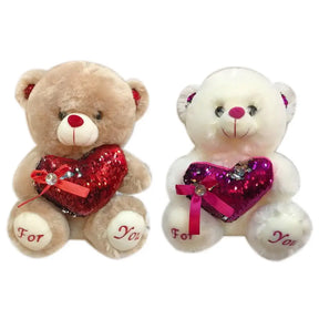 Plush Bear Sequins Heart 28cm K097451