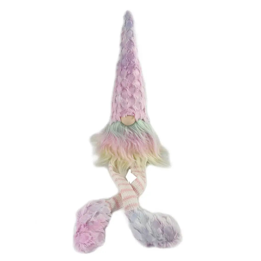 Plush Rainbow Gnome 10X10X45cm W/Dangling Feet XM188579