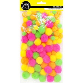 Pom Poms Fluoro Mix 100Pk VCP13