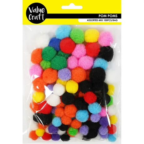 Pom Poms Multi Mix 3 Sizes 100Pk VCP27