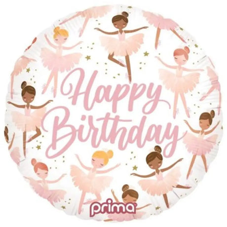Prima Foil Balloon Happy Birthday Ballerinas 18in P620212