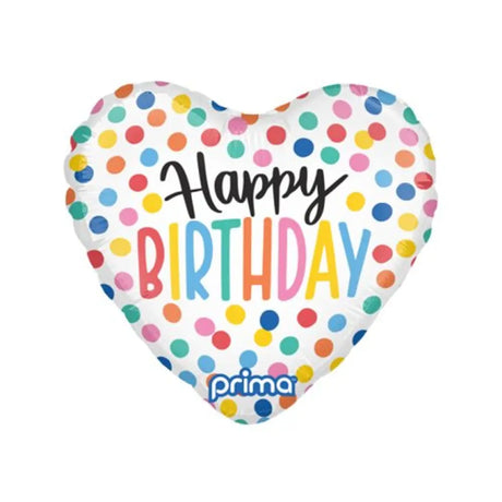 Prima Foil Balloon Happy Birthday Confetti Heart Air Fill 9in 6Pk P620045