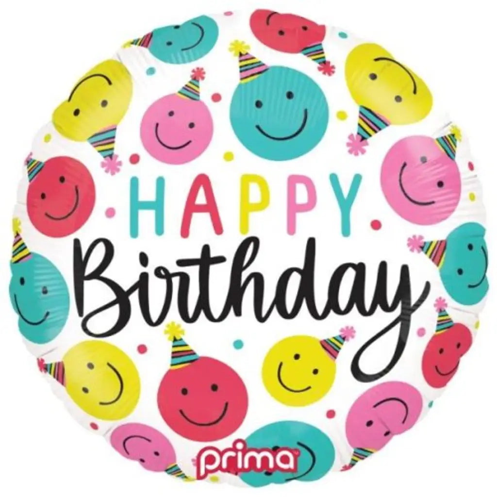 Prima Foil Balloon Happy Birthday Smile Faces 18in P620021